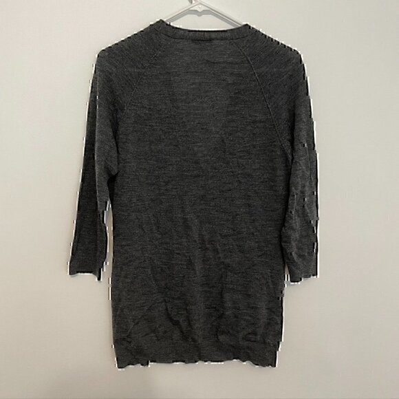 J.MCLAUGHLIN J MCLAUGHLIN Gray V-Neck 3/4 Sleeve MERINO WOOL Cardigan Sweater M - Picture 7 of 11